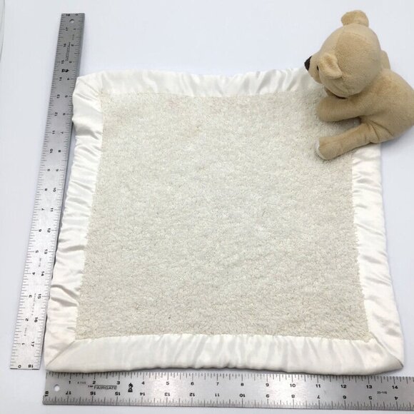 Barefoot Dreams Bear Lovey Plush Satin Cream Tan Baby Security Blanket 15x15 - Picture 8 of 8